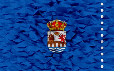 Flag of Ourense, 4k, Spanish province, 3d polygon background, Ourense flag, 3d polygon texture, Day of Ourense, 3d Ourense flag, Spanish national symbols, 3d art, Ourense province, Spain