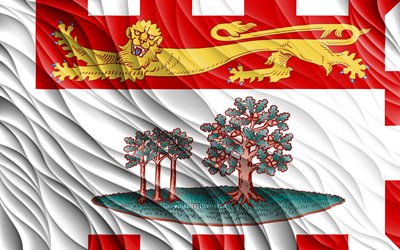 4k, 프린스 에드워드 아일랜드 국기, 물결 모양의 3d 플래그, 캐나다 지방, 프린스 에드워드 아일랜드의 국기, 프린스 에드워드 아일랜드의 날, 3d 파도, 캐나다의 지방, 프린스 에드워드 아일랜드, 캐나다