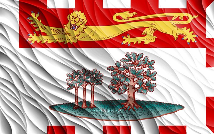 4k, bandeira da ilha do príncipe eduardo, bandeiras 3d onduladas, províncias canadenses, dia da ilha do príncipe eduardo, ondas 3d, províncias do canadá, ilha principe edward, canadá