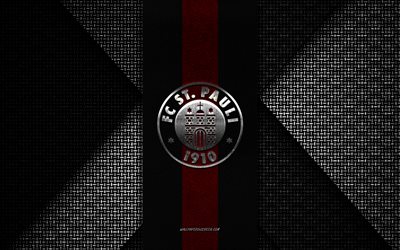 FC St Pauli, 2 Bundesliga, black and white knitted texture, FC St Pauli logo, German football club, FC St Pauli emblem, football, Hamburg, Germany