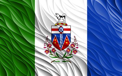 4k, bandeira do yukon, bandeiras 3d onduladas, províncias canadenses, dia do yukon, ondas 3d, províncias do canadá, yukon, canadá