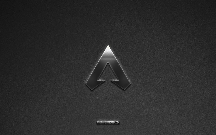 Apex Legends logo, games brands, gray stone background, Apex Legends emblem, games logos, Apex Legends, games signs, Apex Legends metal logo, stone texture