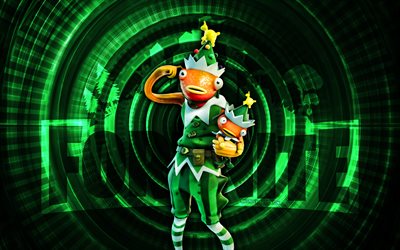 fa la la la palo de pescado fortnite, 4k, fondo espiral verde, fortnite, creativo, piel de palito de pescado fa la la la, skin fortnite fa la la la palo de pescado, fa la la la palo de pescado, personajes fortnite