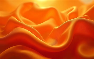 4k, orange silk texture, macro, fabric textures, wavy silk textures, orange fabric backgrounds, silk textures, orange satin fabric, orange silk background, orange silk fabric, satin textures