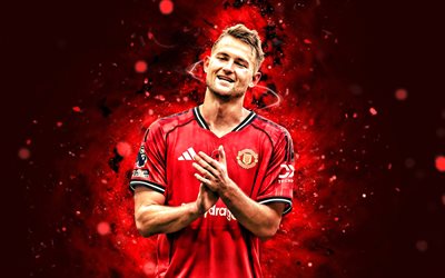 मैथिज्स डी लिग्ट, 4k, लाल नीयन रोशनी, मैनचेस्टर यूनाइटेड, प्रीमियर लीग, डच फुटबॉलर, मैथिज्स डी लिग्ट 4k, फ़ुटबॉल, फुटबॉल, मैनचेस्टर यूनाइटेड एफसी, मैन यूनाइटेड, मैथिज्स डी लिग्ट मैनचेस्टर यूनाइटेड