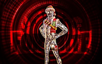 yanıp sönen fortnite, 4k, kırmızı sarmal arka plan, fortnite, yaratıcı, pırıltılı cilt, fortnite blinky görünümü, göz kamaştırıcı, fortnite karakterleri