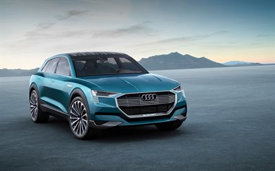 Audi e-trn, quattro, año 2015, color azul, crossover, el coche eléctrico