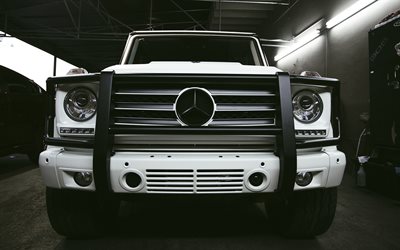Gelendvagen, Mercedes-Benz G-class AMG, tuning, vehículos Utilitarios deportivos, Mercedes, white gelendvagen