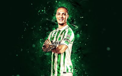 antonio, 4k, luci al neon verde, real betis fc, la liga, calciatori brasiliani, antony 4k, calcio, antony real betis, real betis balompie