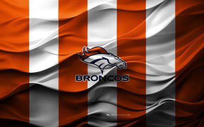 4k, denver broncos logo, orange gelber 3d  hintergrund, denver broncos emblem, denver broncos flag, 3d  textur, nfl, usa, denver broncos, amerikanischer fußball