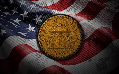 georgia seal, 4k, sigilli degli stati uniti, us bandiera, badge georgia, sigillo della georgia, usa, georgia state, bandiera americana, emblema della georgia, georgia