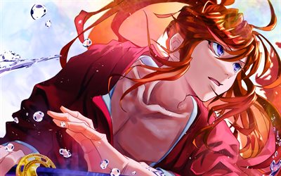 ヒムラ・ケンシン, 水中, rurouni kenshin, 夜, アニメキャラクター, 剣, 武士, 漫画, 丘陵ケンシン・ルーウニ・ケンシン