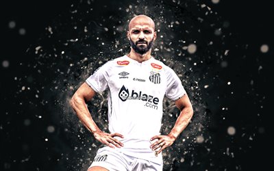 thaciano, 4k, 흰색 네온 조명, 산토스 fc, 브라질 세리에 a, 브라질 축구 선수, thaciano 4k, 축구, thaciano santos, sfc