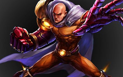 saitama, 4k, 3d  kunst, ein punschmann, protagonist, hagemanto, ein punch mann, onepunchman, saitama one punch mann
