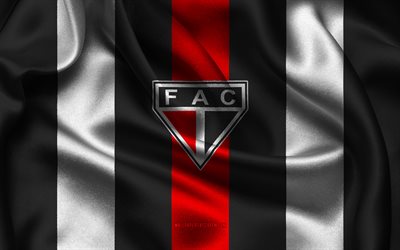 4k, logotipo ferroviario ac, tecido de seda branca preta, time de futebol brasileiro, ferroviario ac emblem, serie brasileira c, ferroviario ac, brasil, futebol, farviario ac fland, ferroviario fc