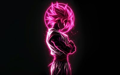 Super Saiyan Rose, 4k, neon art, Black Goku Dragon Ball, minimalism, Dragon Ball Super, antagonist, Dragon Ball, Son Goku Black, DBS, DBS characters, Goku Burakku, Black Goku DBS, Black Goku