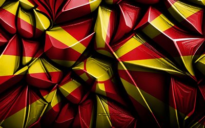 bandera de macedonia del norte, 4k, textura creativa 3d, bandera 3d de macedonia del norte, europa, arte 3d, macedonia del norte, bandera de países europeos
