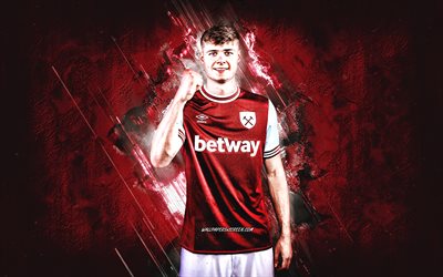 evan ferguson, west ham united fc, calciatore irlandese, sfondo di pietra bordeaux, premier league, inghilterra, calcio, ferguson west ham united