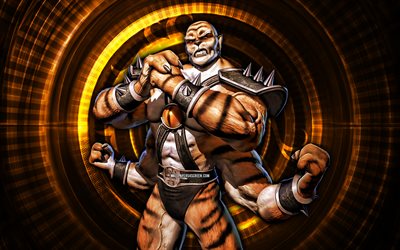 Kintaro, 4k, orange spiral background, Mortal Kombat Mobile, creative, Mortal Kombat, Kintaro MK Mobile, Mortal Kombat characters