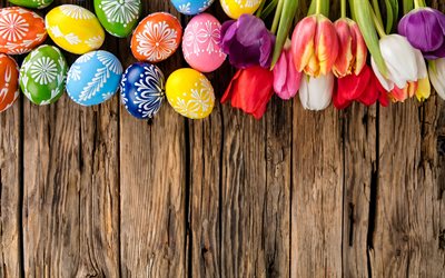 Easter Eggs, Easter, wooden planks, easter background, eggs