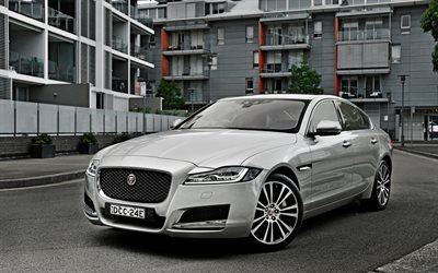 jaguar xf, 2016, silver sedan, nya bilar, stadsbilar, jaguar