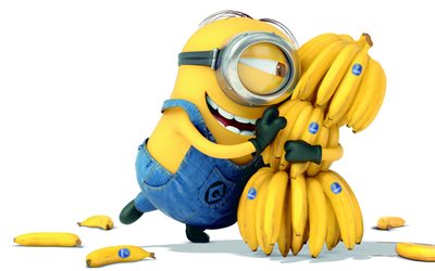 minion stewart, banane, cartoons, zeichen, minionwith bananen