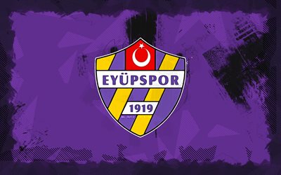 logo grunge de l'eyupspor, 4k, super lig, contexte grunge violet, football, emblème eyupspor, logo eyupspor, eyuppor, club de football turc, eyupspor fc