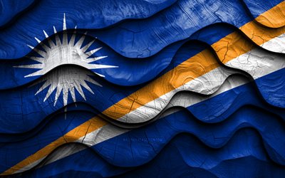 4k, bandeira das ilhas marshall, países oceanianos, bandeiras de ondas 3d de madeira, dia das ilhas marshall, bandeira de madeira das ilhas marshall, oceânia, símbolos nacionais das ilhas marshall, ilhas marshall