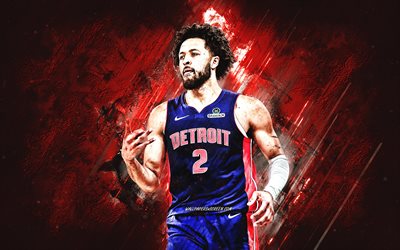 cade cunningham, detroit pistonlar, amerikan basketbol oyuncusu, kırmızı taş arka plan, grunge art, amerika, nba, basketbol, cade cunningham detroit pistons