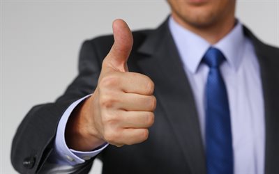4k, thumbs up, business concepts, success concepts, businessman with thumbs up, business, business people, thumbs up concepts