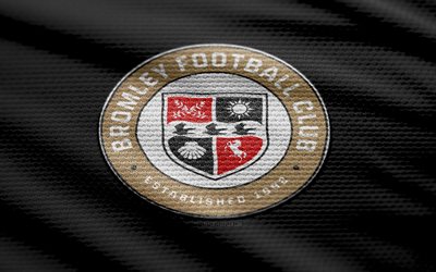 bromley fc fabric logo, 4k, hintergrund roter stoff, liga zwei, bokeh, fußball, bromley fc logo, bromley fc emblem, bromley fc, englischer fußballverein, fc bromley
