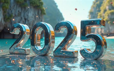 2025 Indonesia, 4k, travel 2025 to Indonesia, Kelingking Beach, Indonesia 2025 digits, 3d art, 2025 3d digits, 2025 concepts, Indonesia, summer 2025 in Indonesia