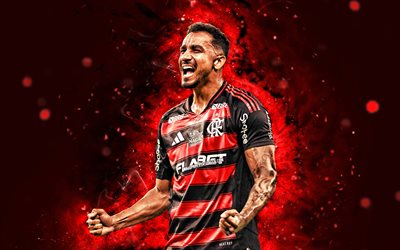 Danilo, 4k, red neon lights, Flamengo, Brazilian Serie A, Brazilian footballers, Danilo 4K, football, soccer, Flamengo RJ, Flamengo FC, Danilo Flamengo