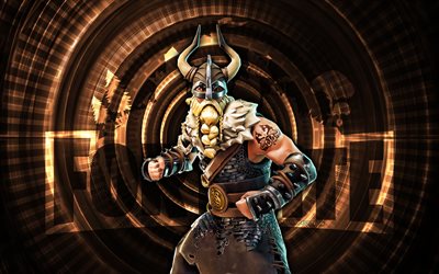Magnus Fortnite, 4k, brown spiral background, Fortnite, creative, Magnus Skin, Fortnite Magnus Skin, Magnus, Fortnite characters