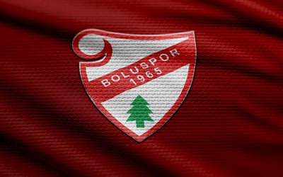 boluspor  stofflogo, 4k, hintergrund roter stoff, 1 lig, bokeh, fußball, boluspor  logo, boluspor  emblem, boluspor, turkischer fußballverein, boluspor fc