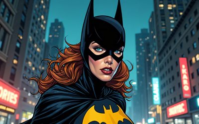 4k, Batgirl, comics art, superheroes, Marvel Comics, nightscape, abstract art, Batgirl 4K