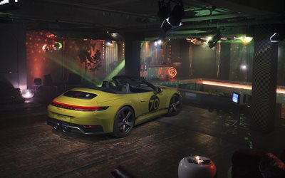 2025, porsche 911 spirit 70 heritage edition, 4k, arrière vue, extérieur, green porsche 911, porsche 911 convertible, réglage, voitures de sport allemandes, porsche
