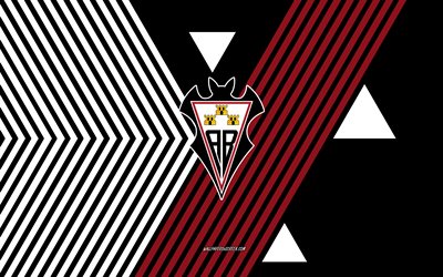 logo albacete balompie, 4k, squadra di calcio spagnola, sfondo di linee bianche nere, albacete balompie, segunda, spagna, line art, emblema di albacete balompie, calcio