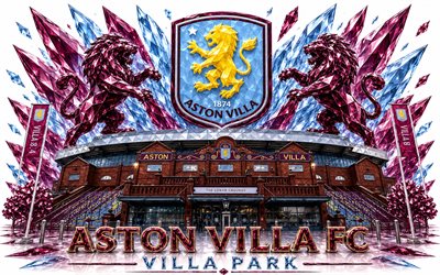Aston Villa FC logo, 4k, English football club, Aston Villa FC, crystal art, Aston Villa FC emblem, Villa Park, Aston Villa, England, football, Premier League, Aston Villa logo