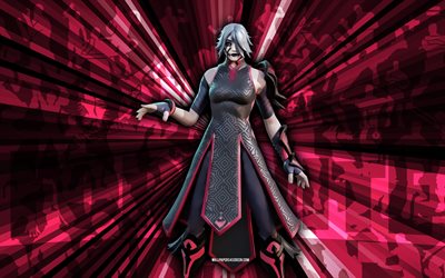 4k, arche sinistre, fond de rayons bordeaux, skin arche sinistre, arche sinistre fortnite, art abstrait, skin fortnite arche sombre, personnages fortifiés, fortnite, art créatif