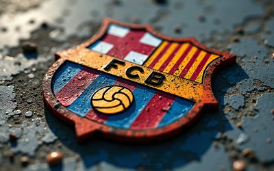 شعار نادي برشلونة الحجري, خلفية الحجر الرمادي, شعار نادي برشلونة, علامة نادي برشلونة الزجاجية, الدوري الاسباني, إسبانيا, كرة القدم, نادي برشلونة, شعار برشلونة, برشلونة