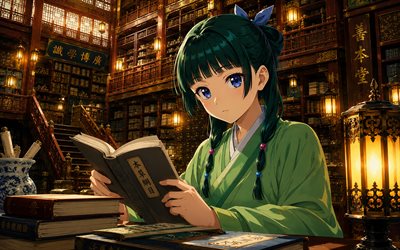 ماوماو, 4k, المكتبة اليابانية, كتاب, يوميات الصيدلية, كيمونو, مانغا, بطل الرواية, شخصيات يوميات الصيدلية, عمل فني, ماوماو يوميات الصيدلية