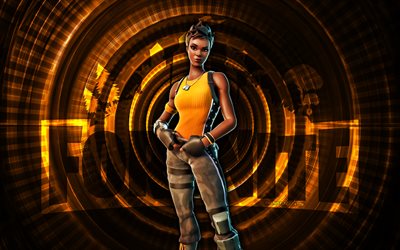 Vanguard Banshee Fortnite, 4k, orange spiral background, Fortnite, creative, Vanguard Banshee Skin, Fortnite Vanguard Banshee Skin, Vanguard Banshee, Fortnite characters