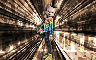4k, janky, fundo de raios marrons, pele janky, janky fortnite, arte abstrata, skin janky fortnite, personagens fortnite, fortnite, arte criativa