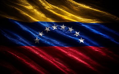 venezuelan silkkilippu, 4k, pimeys, kangas aaltoilevat liput, venezuelan lippu, venezuelan 3d lippu, venezuela, venezuelan päivä, venezuelan kansalliset symbolit