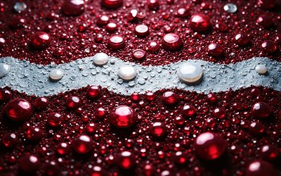 Latvia flag, 4K, Latvian flag, burgundy diamonds, flag of Latvia, crystals, burgundy shiny stones, Latvia, Latvian gemstones flag, creative art, burgundy white crystals