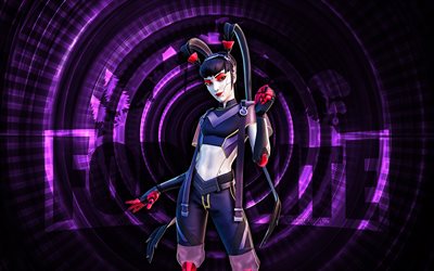 tsuki 2 0 fortnite, 4k, fundo espiral violeta, fortnite, criativo, pele tsuki 2 0, pele fortnite tsuki 2 0, tsuki 2 0, personagens fortnite