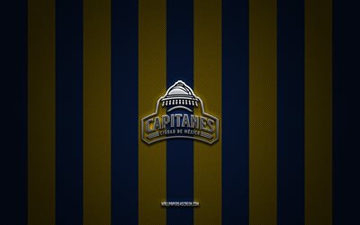 Mexico City Capitanes logo, American basketball club, NBA G League, yellow black carbon background, Mexico City Capitanes emblem, basketball, Mexico City Capitanes, USA