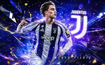 kenan yildiz, juventus fc, fan art, fondo digital abstracto blanco, kenan yildiz juventus fc, arte creativo, logotipo de la juventus fc, kenan yildiz juventus, fútbol americano, juventus
