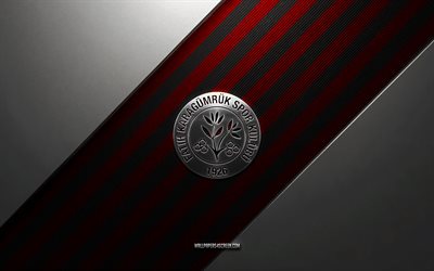 Fatih Karagumruk SK logo, 4k, steel background, Turkish football club, red black lines, Fatih Karagumruk SK emblem, Super Lig, Fatih Karagumruk SK, Turkey, football, Fatih Karagumruk SK metal logo
